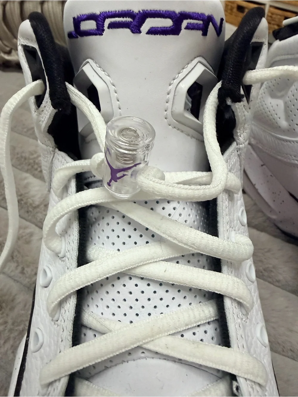 Jordan White, Black & Purple Retro Basketball Shoes